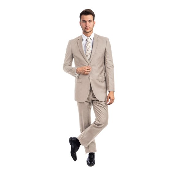 Mens 2pc Modern Fit Suit Notch Lapel, Tan - Picture 2 of 3